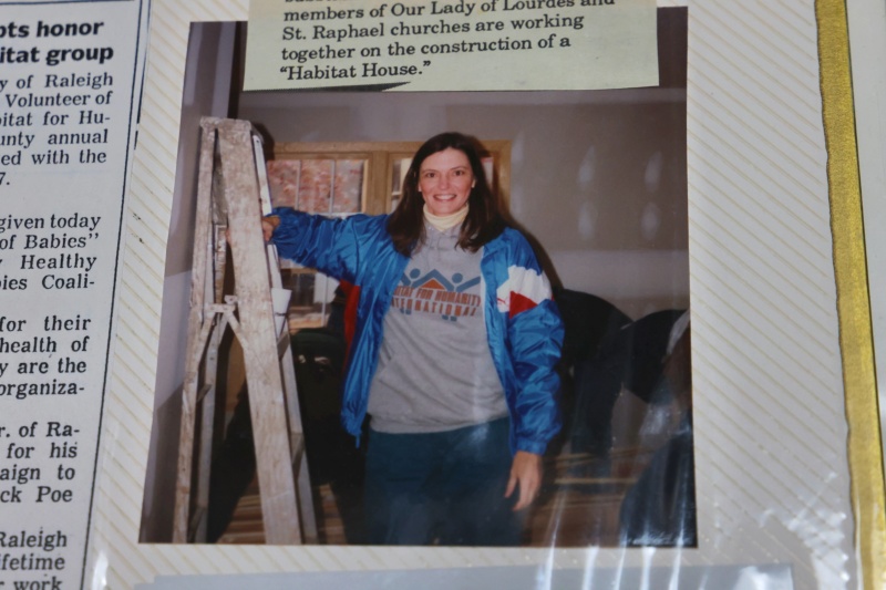 Barbara Quinby in the 1980s, standing on a construction site